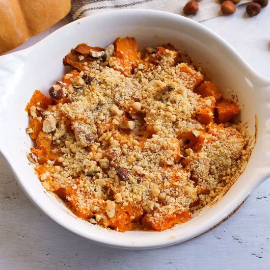 Crumble noisettes patates douces et butternut