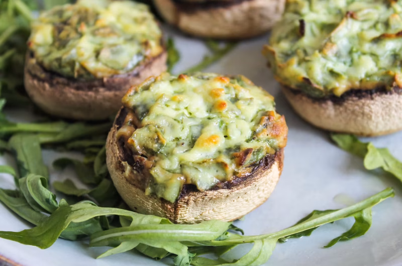 Champignons farcis ricotta et épinards – Recette végétarienne facile et gourmande