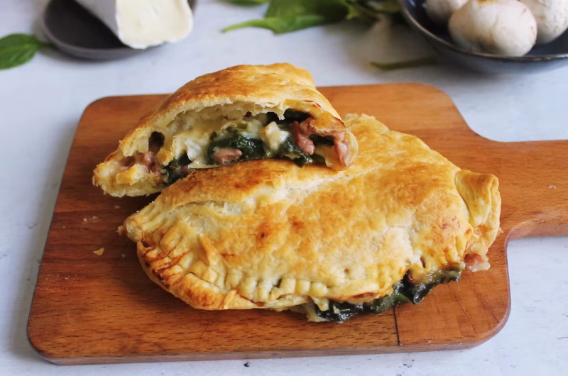 Recette panier feuilleté chèvre, bacon, champignons et épinards