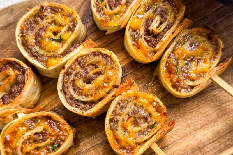 Brochettes de wraps au bœuf et cheddar